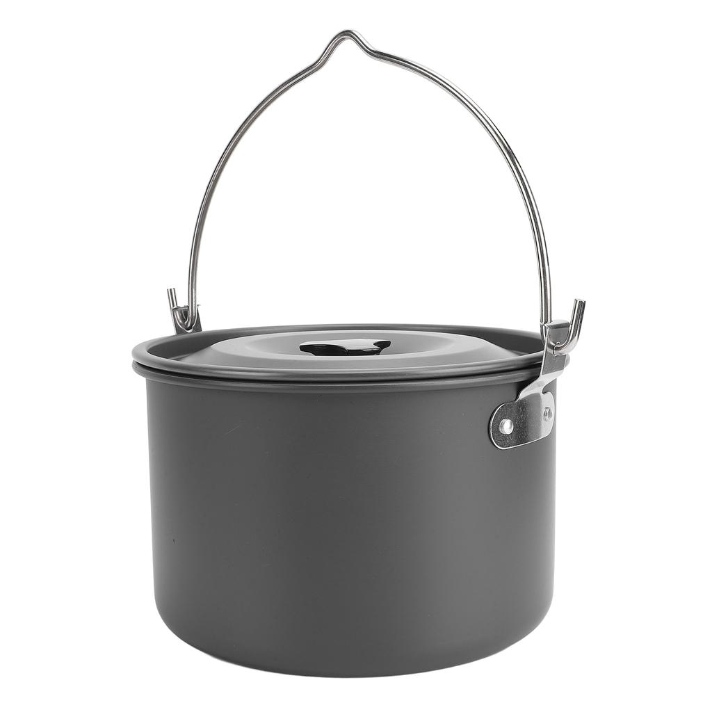 Large Capacity Aluminum Alloy Anti Stick Camping Hanging Pot, Multifunctional Portable Cooking Soup Water with Lightweight Design for Road Tr