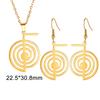 Dawapara Símbolo Reiki Cho Ku Rei Espiritual Conjunto de Joyas de Collar y Pendientes Amuleto de Sanación Geometría Sagrada Joyería de Acero Inoxidable