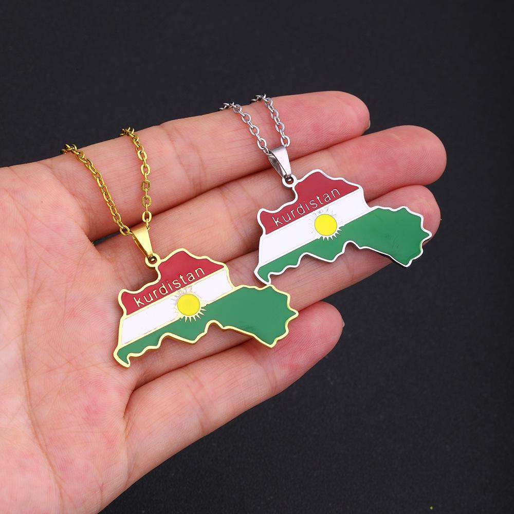 Kurdistan Pendant Necklace: Vintage Drip Oil Design, Stainless Steel for Men and Women