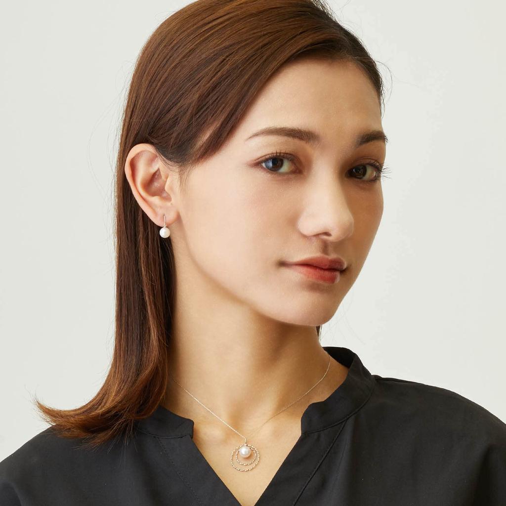 Earrings for Akoya Single Hook Pt900 [Lala Christie] Women, Pearl, Pearl, Earrings, Platinum, le56-0006-pt