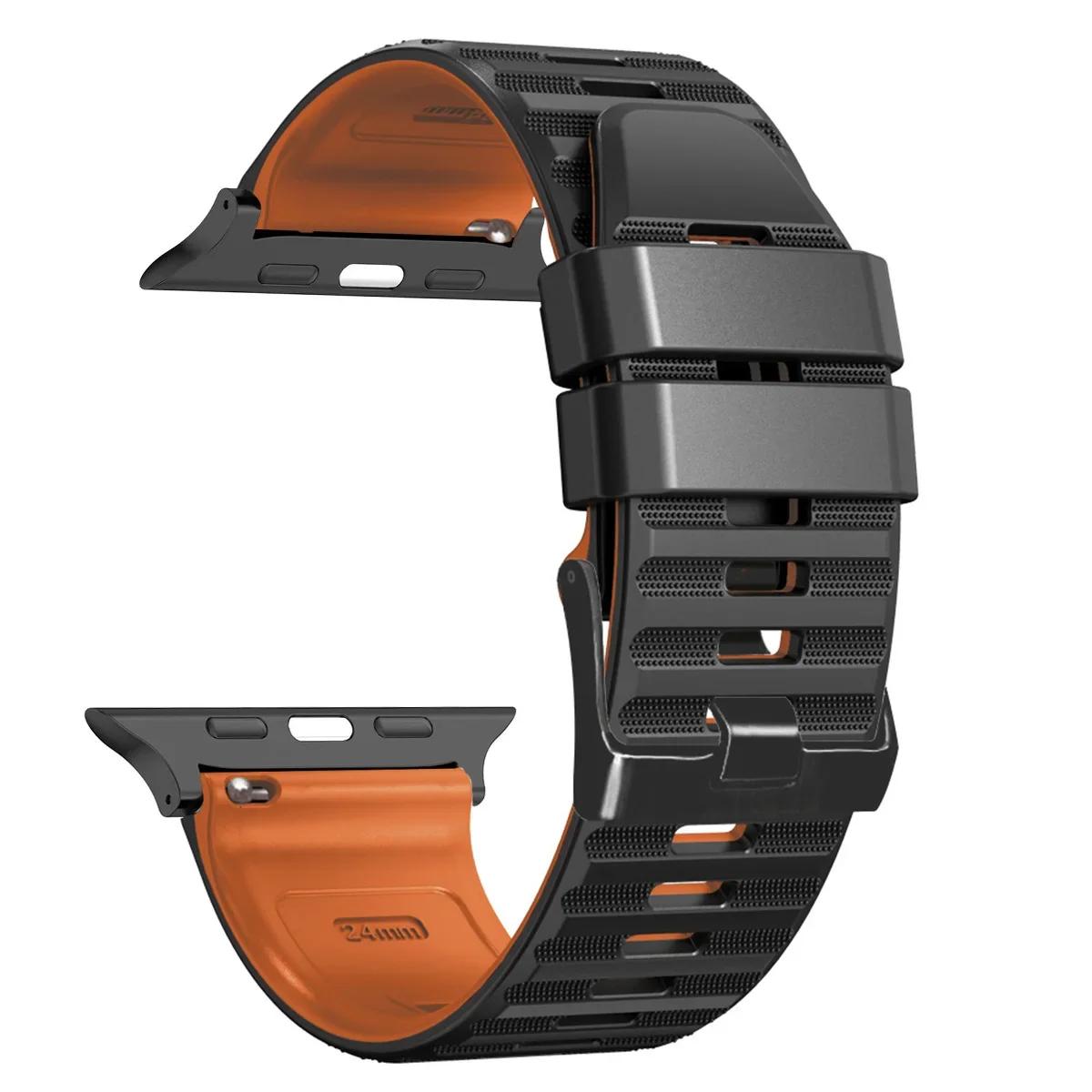 

Силіконовий Ремінець Для Apple Watch Ремінець 45мм 46мм 49мм Браслет для IWatch Серії 11 10 9 8 7 6 5 Se 4 3 Ultra 3 2 49мм Аксесуари 49mm Ultra 3 2 1 чорний коричневого кольору