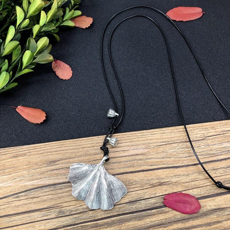 

Оригинальное ретро тибетское серебро деревянное ожерелье, женская цепочка для свитера длинная простая подвеска с бахромой аксессуары