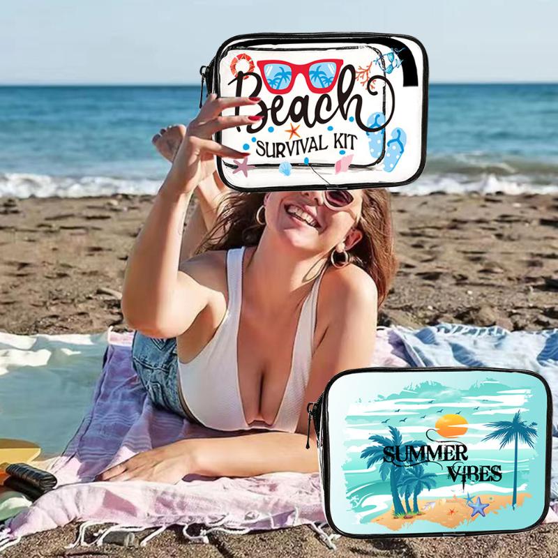 Organize Your Summer 1Pcs Clear PVC Makeup Bag Perfect for Travel Toiletries
