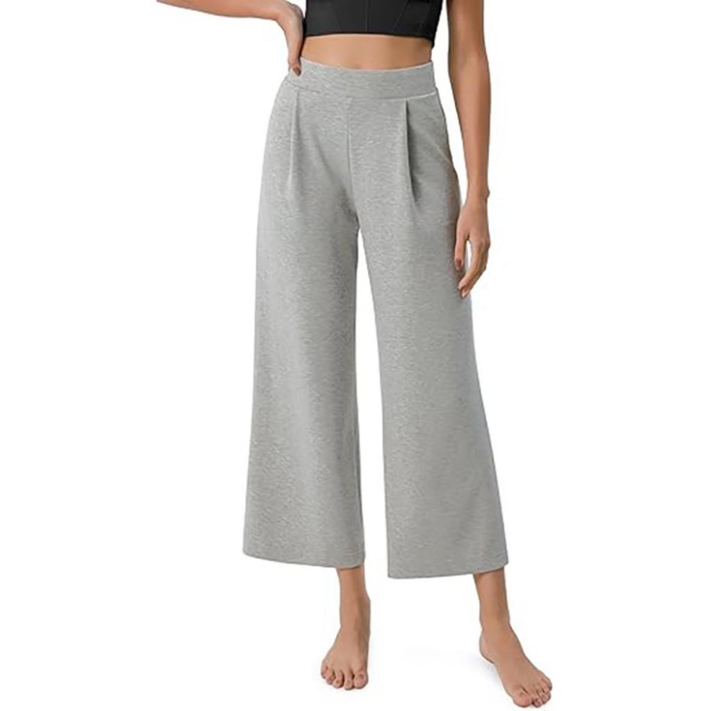 Women High Waist Wide Leg Cropped Pants Casual Loose Fit Trousers with Pockets Suitable for Everyday Wear