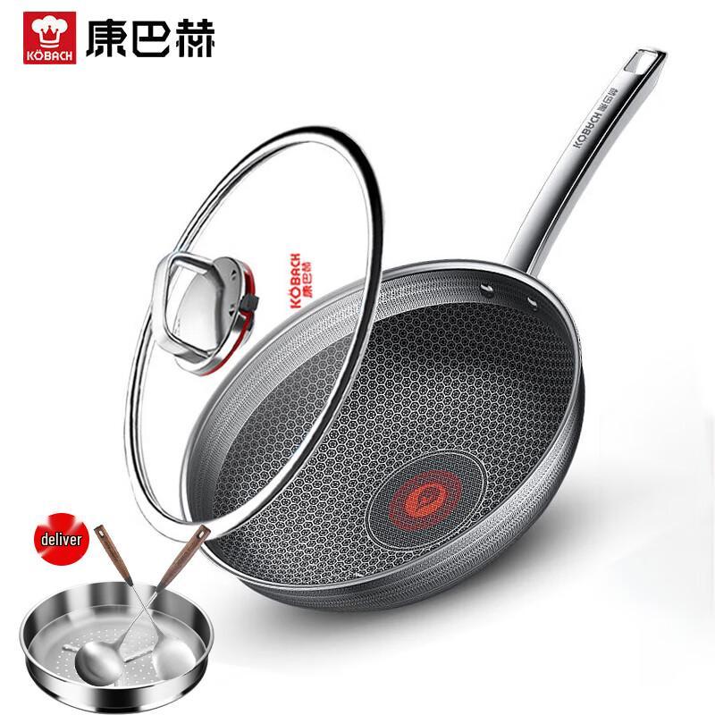 

KOBACH 6th Gen 32cm Non-Stick Wok with Double Honeycomb & Steamer