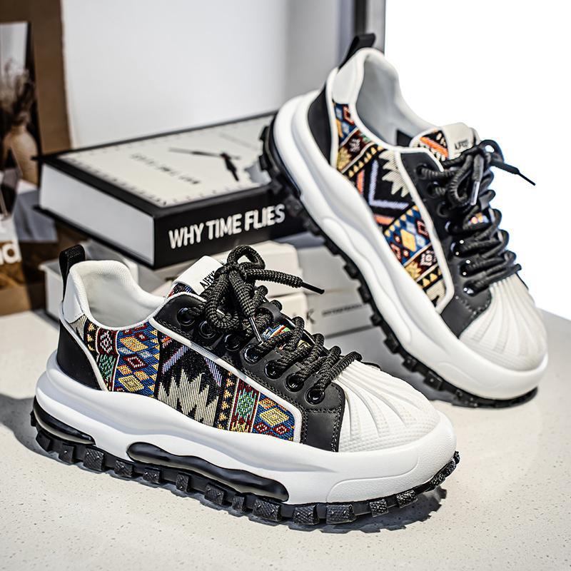 

Europe Station Four Seasons Men s Shoes Spring Leather Surface Breathable Casual Sneakers Versatile Students Thick-soled Height Increasing Dad Shoes 44