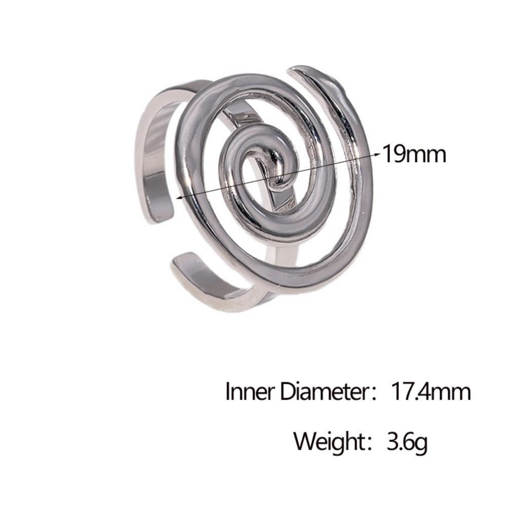 Simple Personality Stainless Steel Geometric Spiral Vortex Adjustable Opening Ring for Women Finger Jewelry Accessories Gifts