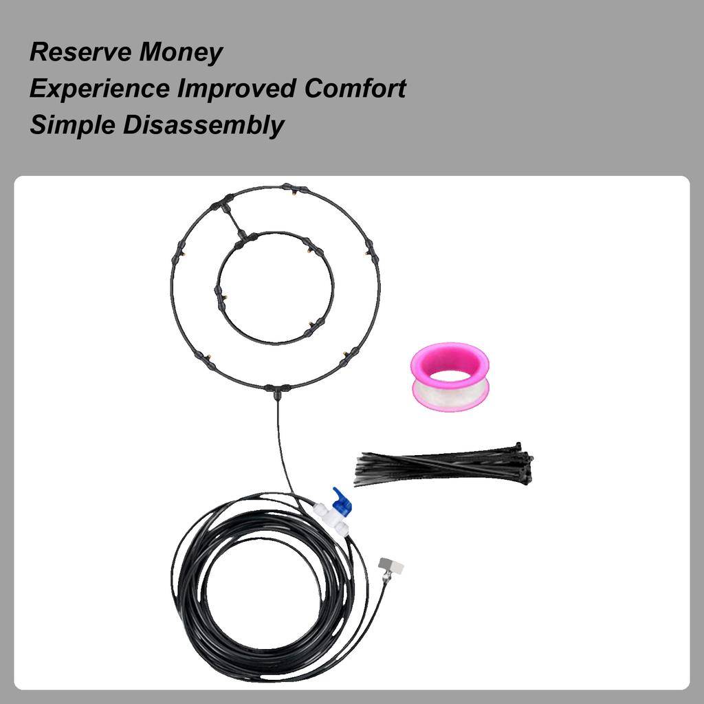 Outdoor Fan Cooling Misting System Mist Fan Nozzles Kit Water Fog Sprayer Fan Sprayer with 6 Removable Nozzles Water