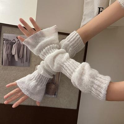 Y2K Cool Girl Knitted Long Sleeves Korean Style Jk Lolita Cosplay Oversleeve Accessories Sweet Cute Keep Warm Sleeved Patchwork Gloves