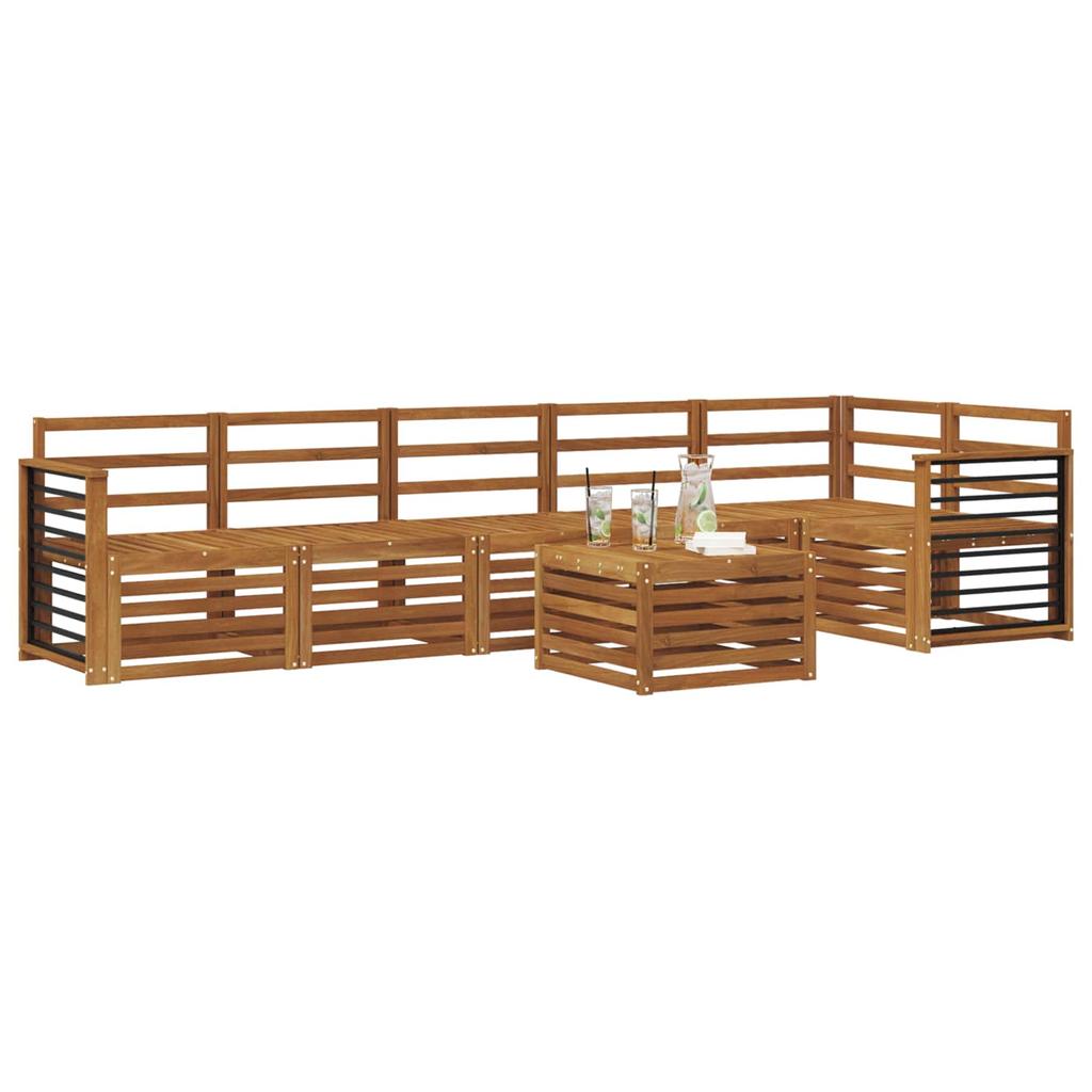 Corner Sofa Set 7 Pcs Natural Solid Acacia Wood