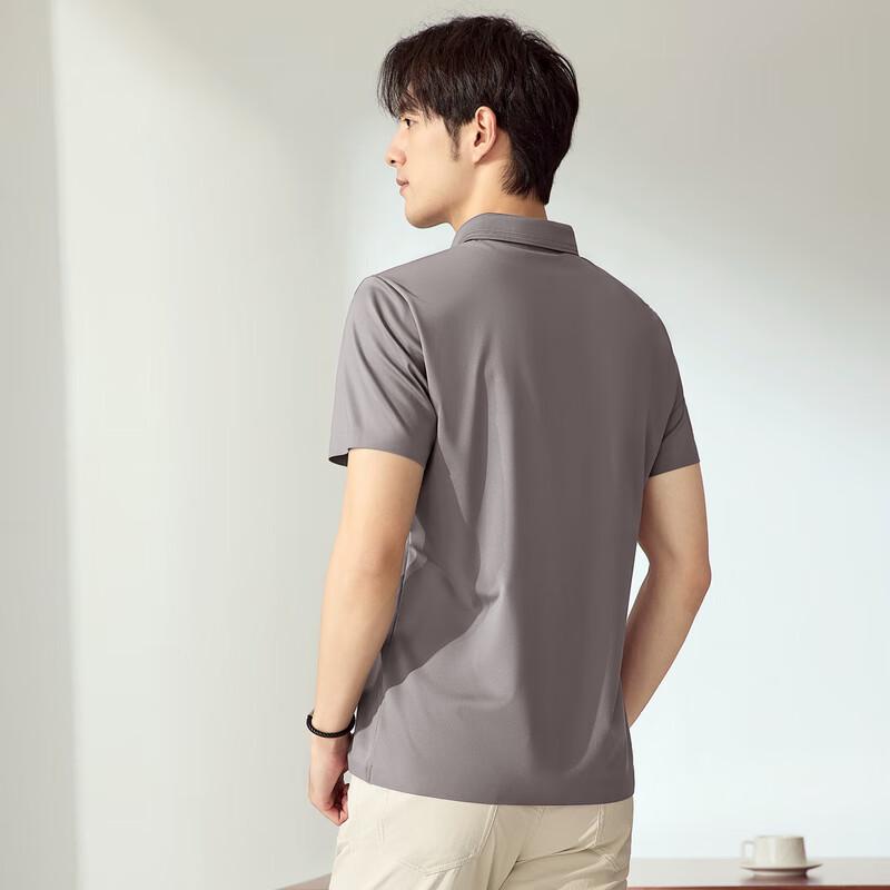 Qipai Men's Seamless Mulberry Silk Blend Short-Sleeve Polo Shirt