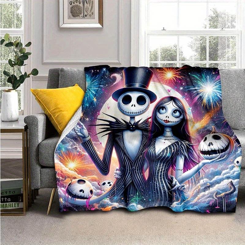 1pc The Nightmare Before Christmas Printing Blanket - Soft, All-Season Throw for Living Room, Bedroom,Personalized Gift with Adorable Cartoon Design