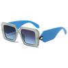 Fashion retro box street photography men's, women's sunglasses, European and American frame sunglasses, wide-leg glasses