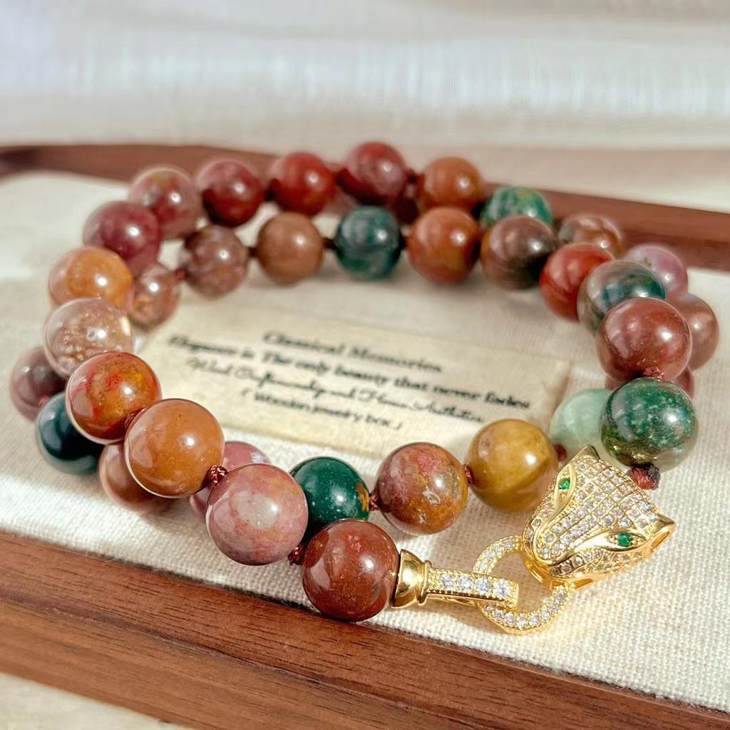 Vintage High Quality Natural Alxa Stone Clavicle Chain Necklace Sweater Chain