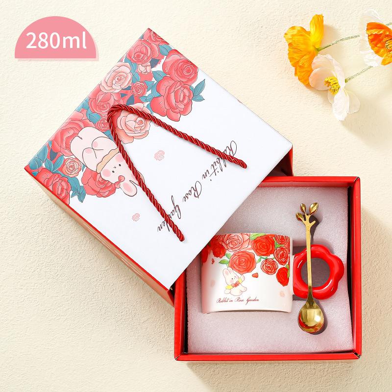 High value ceramic cup Internet celebrity same cartoon tulip home office girls coffee water cup souvenir cup