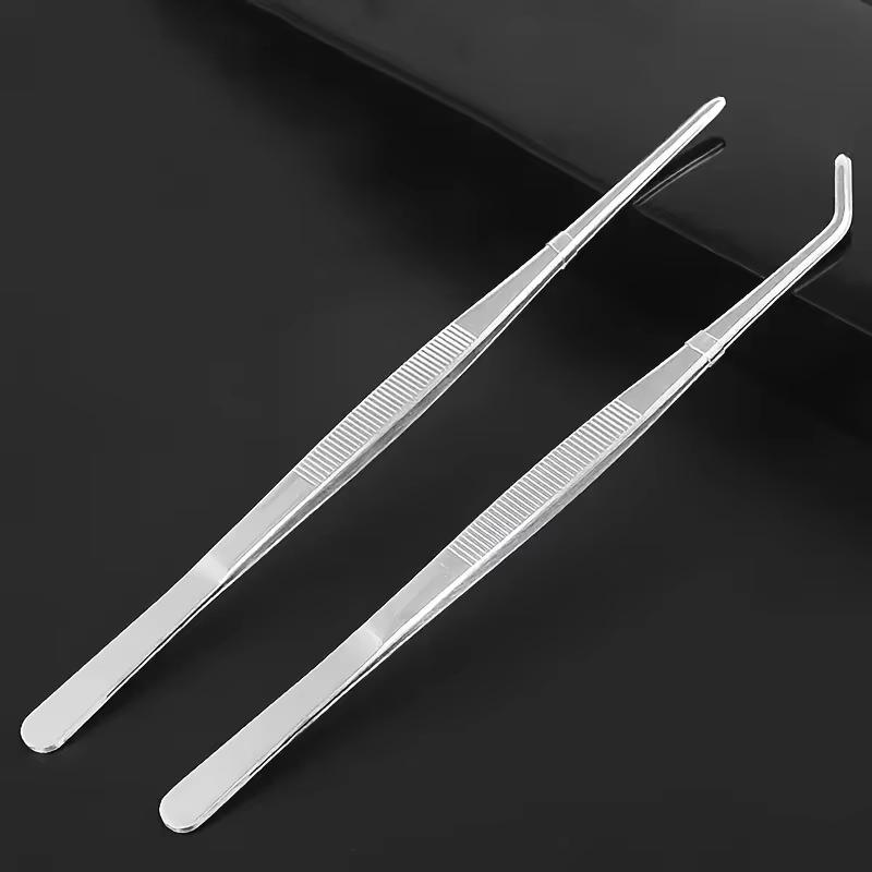 2Pcs Stainless Steel Kitchen Precision Tweezers 25cm Multi-use Tongs for Grilling Cooking Pastry Decorating