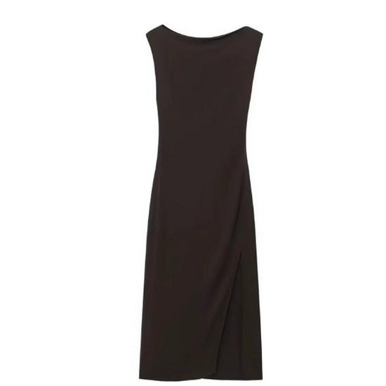 European and American Women's Fashion Slim-Fit Boat Neck Sleeveless Dress