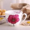 600ml Tasse aus Knochenporzellan mit großem Fassungsvermögen - Blumige Keramiktasse für Milch, Haferbrei, Frühstück, ofen-, mikrowellen- und spülmaschinengeeignet