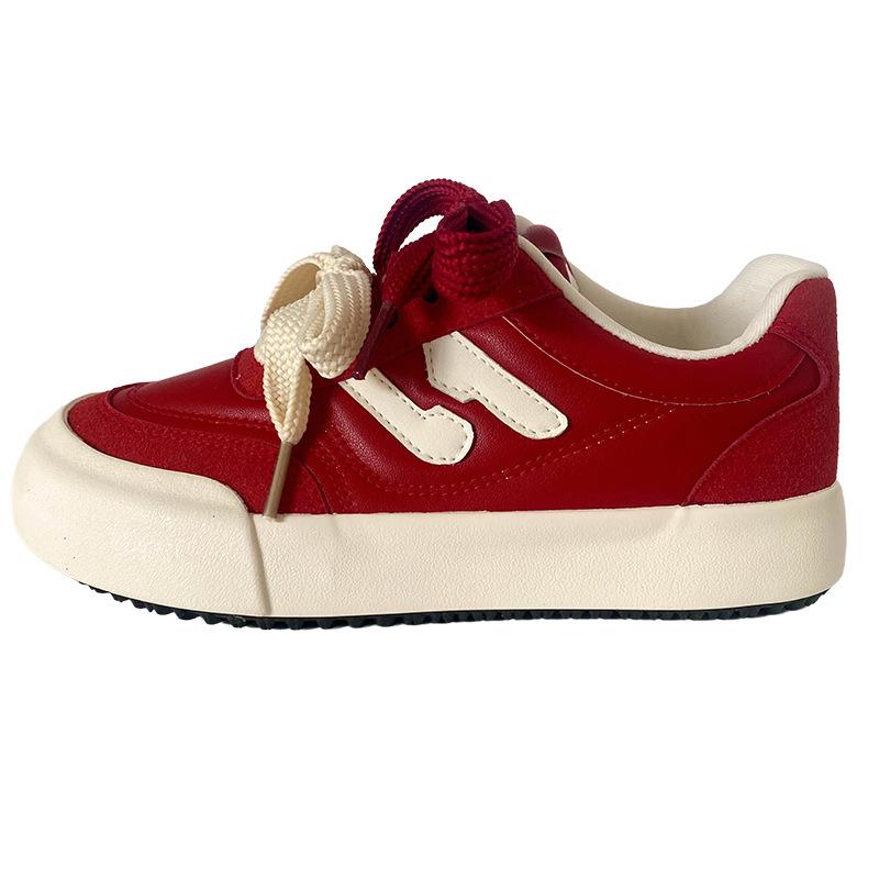 

6615 latex insoles/thick soles round head board shoes women s shoes German training shoes 2025 spring new leather white shoes 35