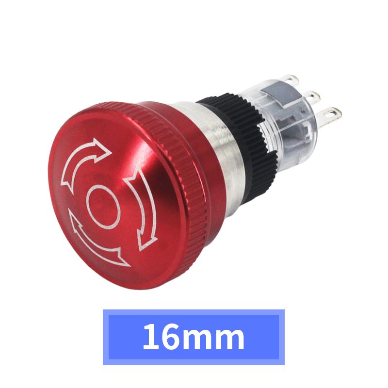 

Metal emergency stop switch 16MM 19MM 22MM E-stop Button Rotary Push-pull Emergency Stop Button with LED light 220V 24V 12V No Light