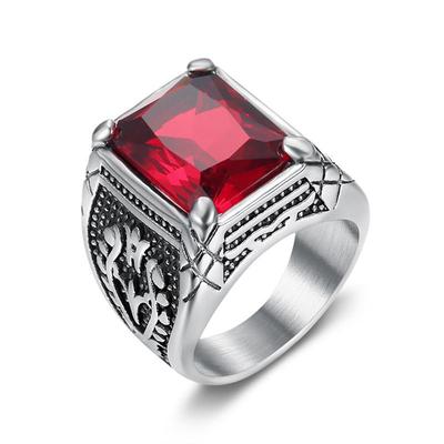 Wholesale Retro Jewelry Stone Rings for Men Titanium Steel Inlaid 5 Colors Onyx Ring Men Domineering Ring