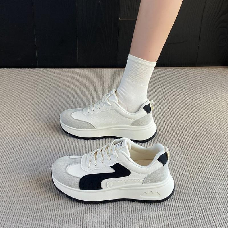 Color matching heightening shoes spring new college style daily casual little white shoes platform lace-up sports shoes