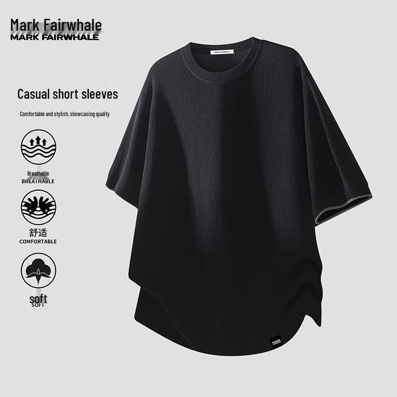Mark Fairwhale Herren lockeres kurzärmeliges Strick-T-Shirt