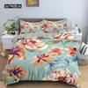 Flower Duvet Cover Set King Size Pink Flowers Green Leaves Pattern Quilt Cover for Teen Girl Microfiber Floral Theme Quilt Cover