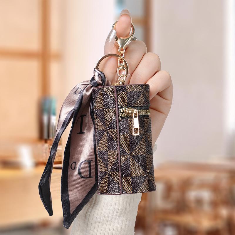 2024 Vintage Monogram Mini Münz- und Lippenstift-Schlüsselanhänger-Tasche