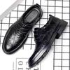 Men's Black Leather Brogue Shoes - Formal, Casual, Wedding, and Business Suit Style.