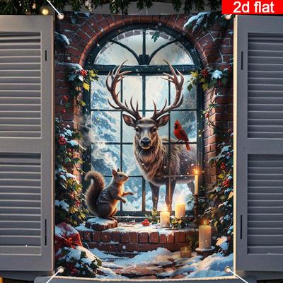 Vánoční závěsný banner na okno Dekorace Santa Vánoční stromeček Holiday Party Potřeby