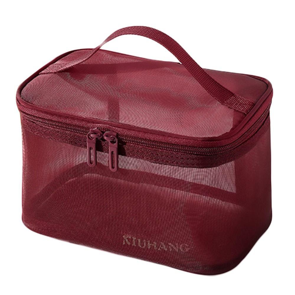 

Storage High Quality Makeup Case Travel Cosmetic Bag Makeup Bag Toiletry Bag Large Capacity red-single layer