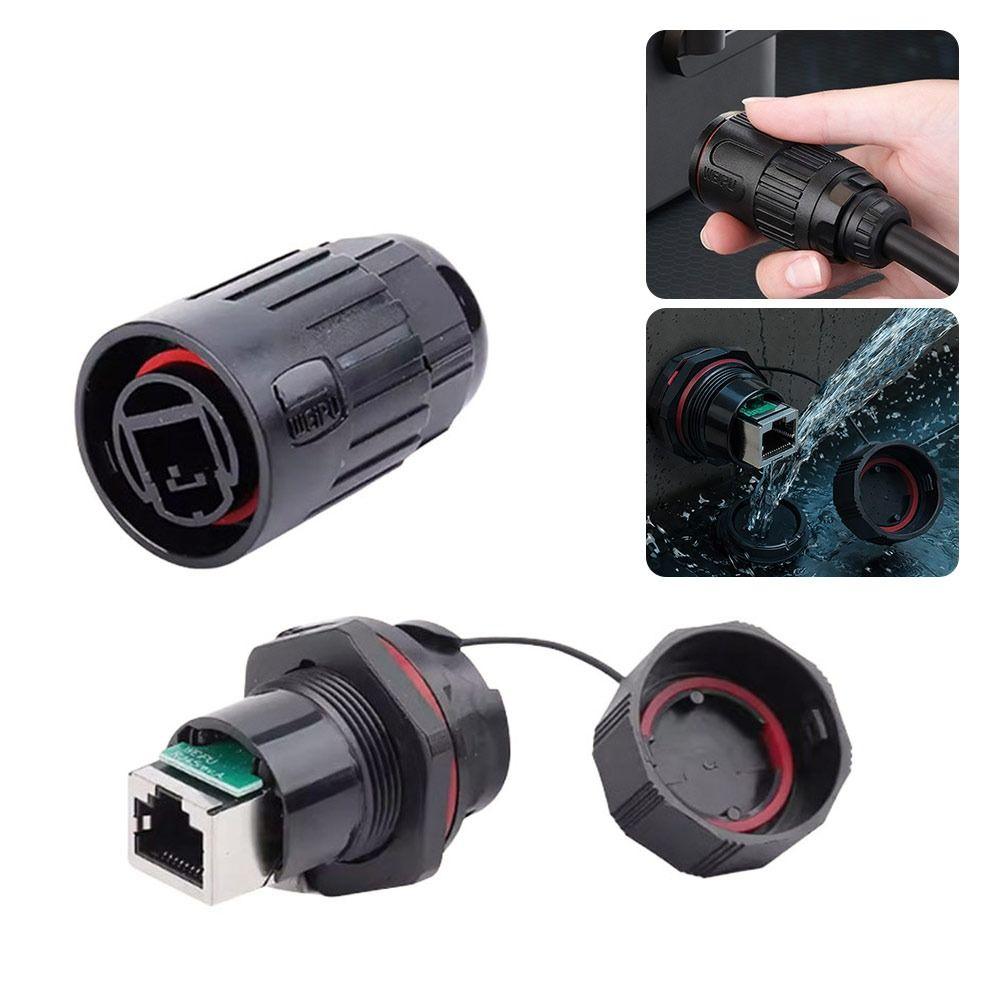 IP67 Waterproof RJ45 Connector CAT6 Dual Head Network Adapter Dust Cap Shielded Ethernet LAN Cable Coupler LAN Cable Connection