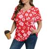 Women's Plus Size Fashionable Casual Loose-Fit Short Sleeve Elegant V Neck Blouse For Work