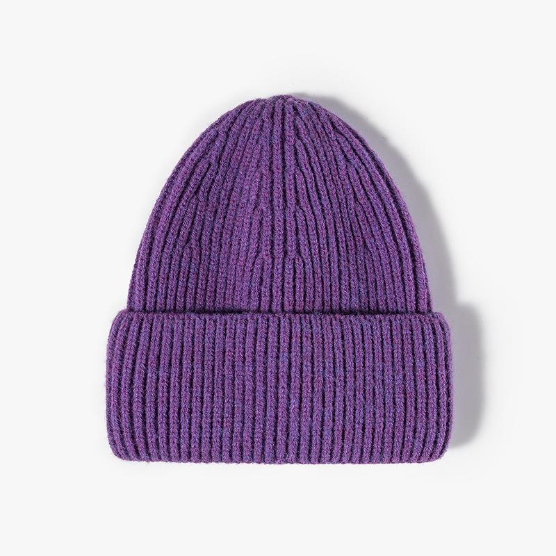 Warm hat Wool hat Fashion monochrome light board Cold hat Autumn and winter students Outdoor knitted hat Fashion