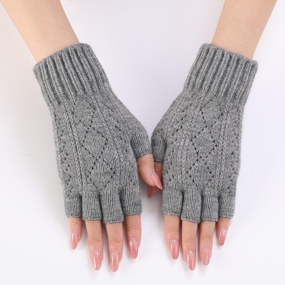 Mink Fleece Fingerless Gloves Soft Plush Wrist Mittens Half Finger Gloves  Student Handwriting серый