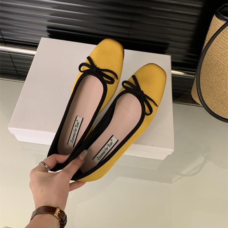 

Мода Bailamos Новый Бренд Женские Балетки Круглый Носок Мелкие Слипоны Женские Повседневные Балетки Мягкая Кожа Элегантные Туфли для Платья Mujer 39 жёлтый