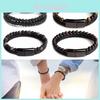 Men's Double Layered Volcanic Stone Beaded Bracelet With Alloy And Leather
