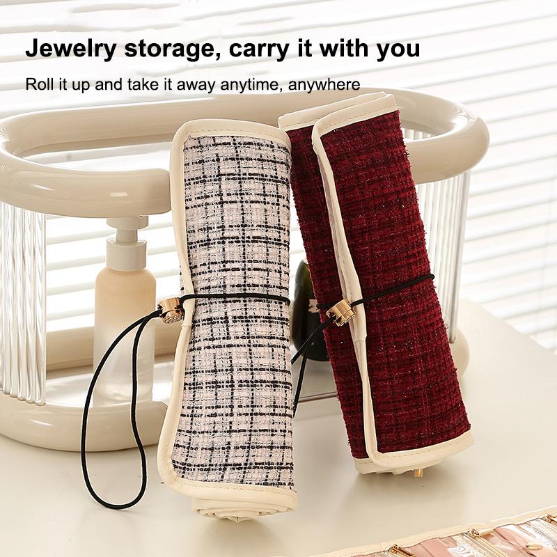 20 Grids Foldable Fashion Portable Jewelry Bag Large Women'S Travel Jewelry Roll Necklace Earring Ring Jewellery Display Storage
