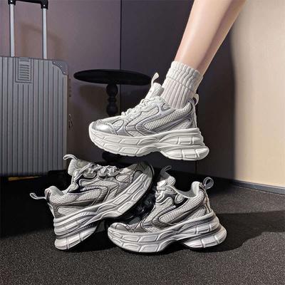 Thick-soled Bajia Daddy Shoes Women's Autumn New Color Matching Versatile Mesh Breathable Soft-soled Casual Sports Shoes