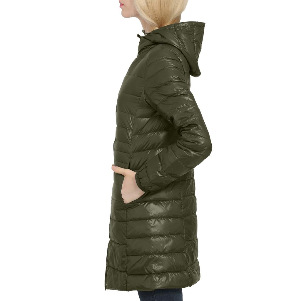 Women Fashion Casual Light Outerwear Solid Hooded Zippers Coat Down Jackets