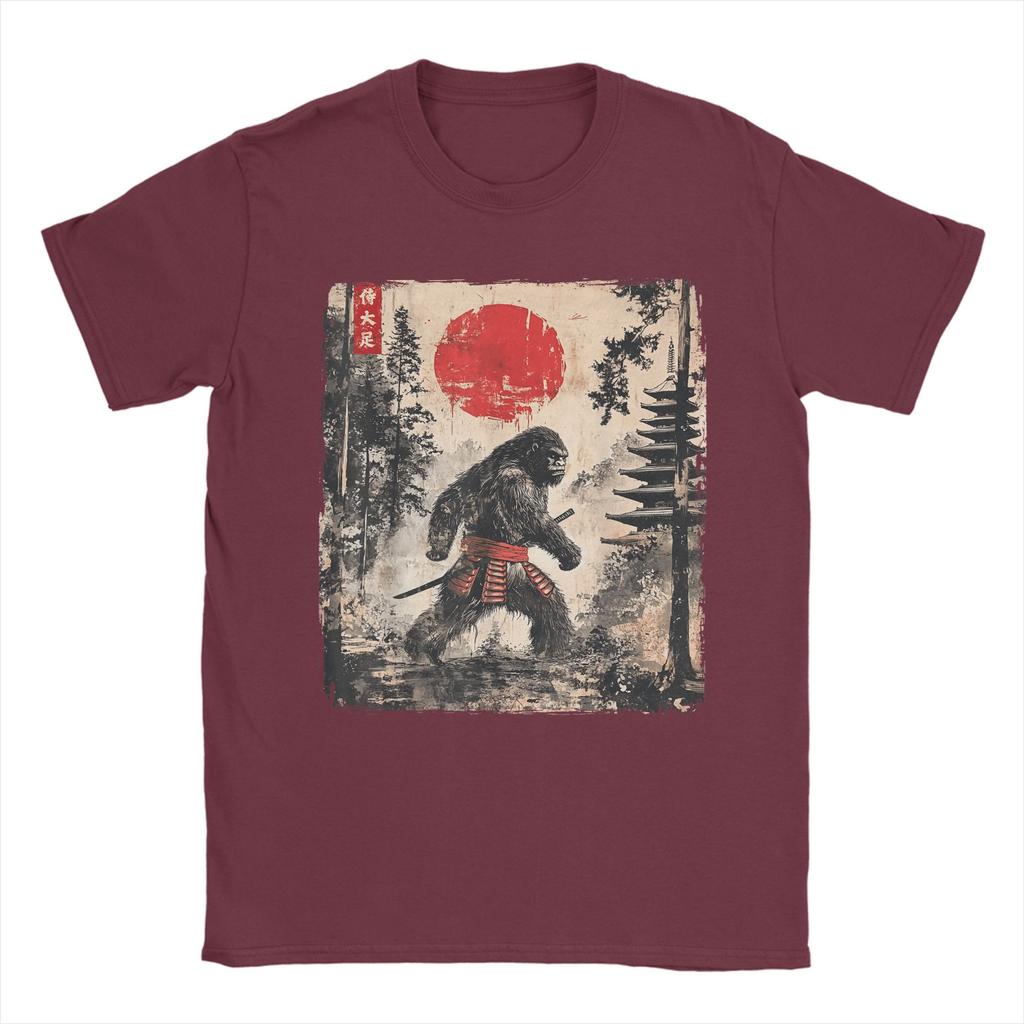 Samurai Bigfoot Japanese Graphic Ukiyoe Funny T-Shirt for Men  Novelty Tee Shirt Crewneck Short Sleeve T Shirt New Arrival Tops