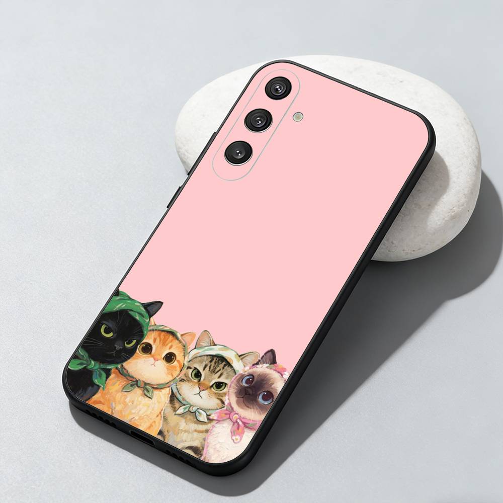 cute cat Phone Case For Samsung Galaxy A73,A72,A71,A70,A52,A51 Others Soft Black Cover