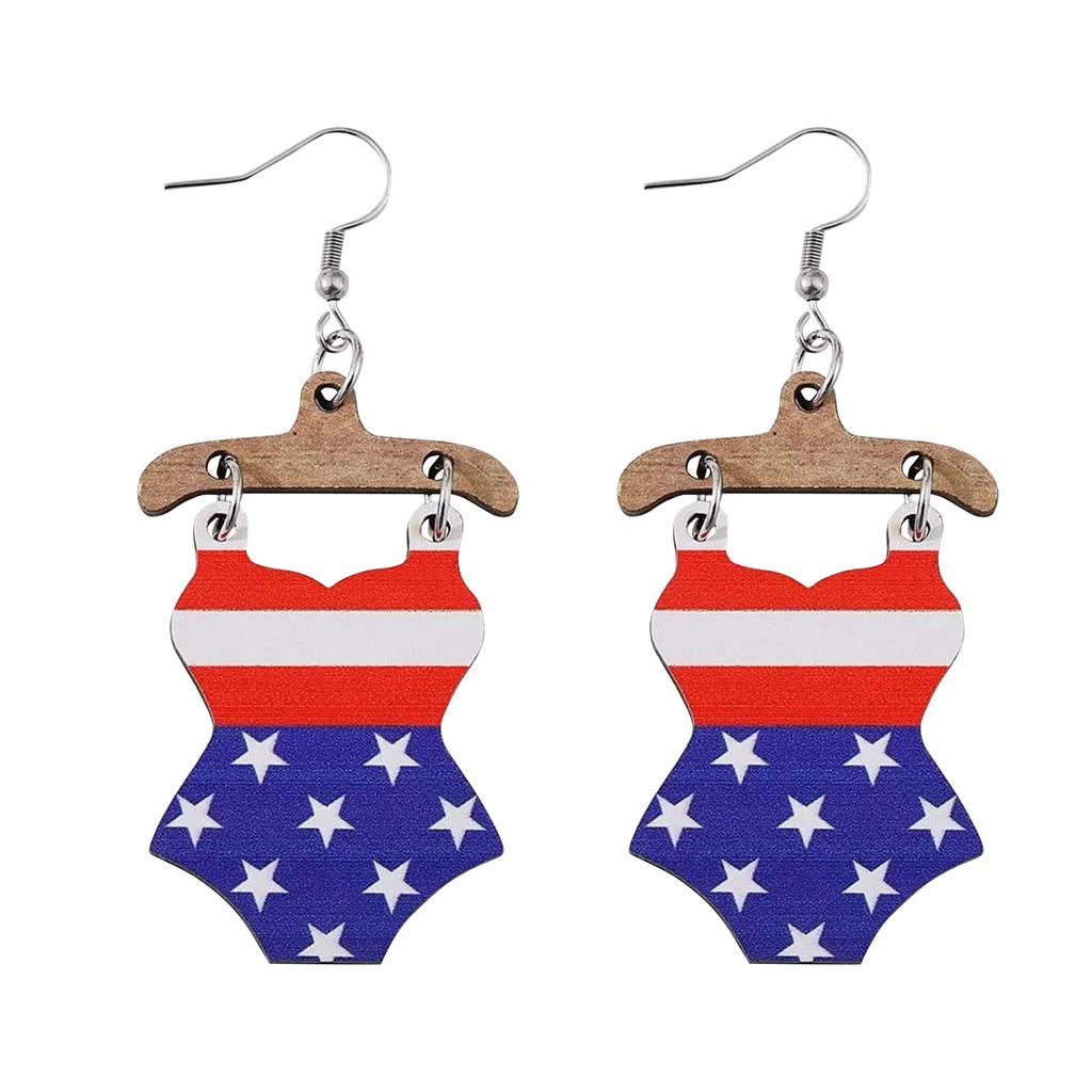 Bikini Shaped Striped Earrings, American Independence Day Earrings