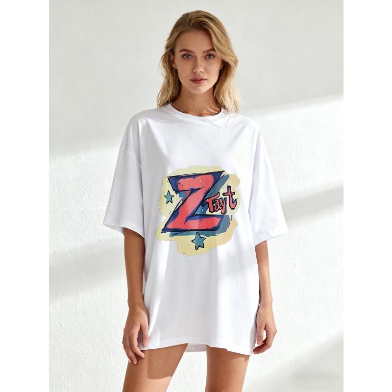 Oversized T Shirt Black Z Tayt Graphic Print Casual Streetwear Top For Women And Men