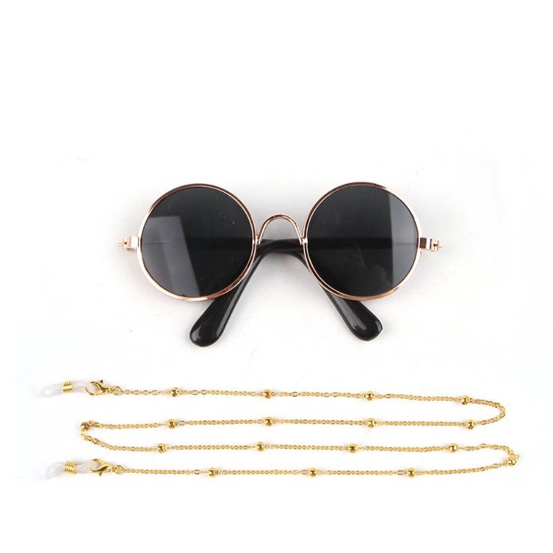 Popular pet cat glasses photo dress up play cool cat dog sunglasses chain set pet sunglasses As shown in the picture