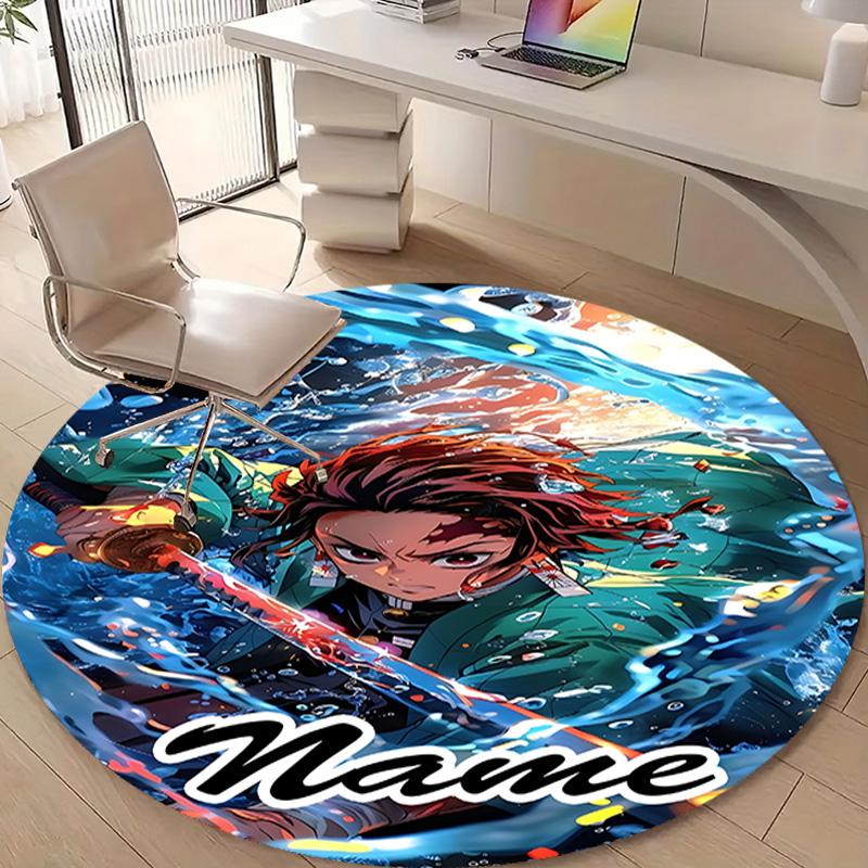 Personalized Demon Slayer Round Chair Office Rug - Perfect for Mat, Office Chair & More - Ideal Gift for Birthdays and Holidays