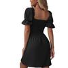 Elegante Quadratische Kragen Sommer Kleid Frauen Rüschen Kurzarm Plissee Kurze Kleider Party Süße Casual A-linie Sexy Kleidung 25157