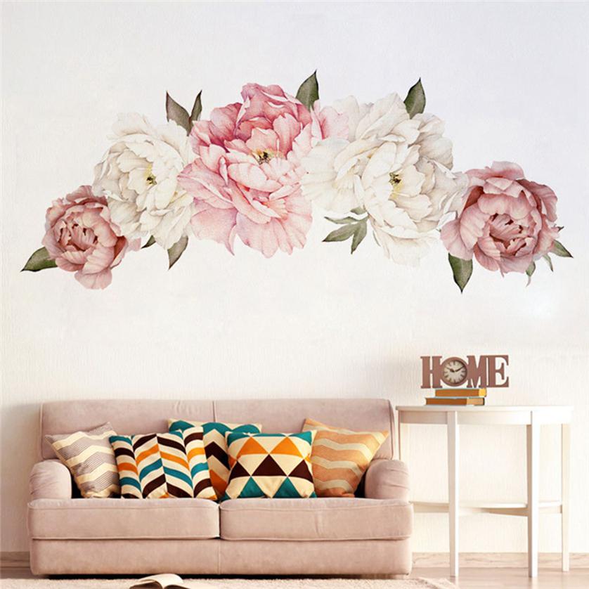 Wall Decor Wallpaper Peony Flowers Eco-friendly Waterproof 1Pc Mural Art Wall Stickers
