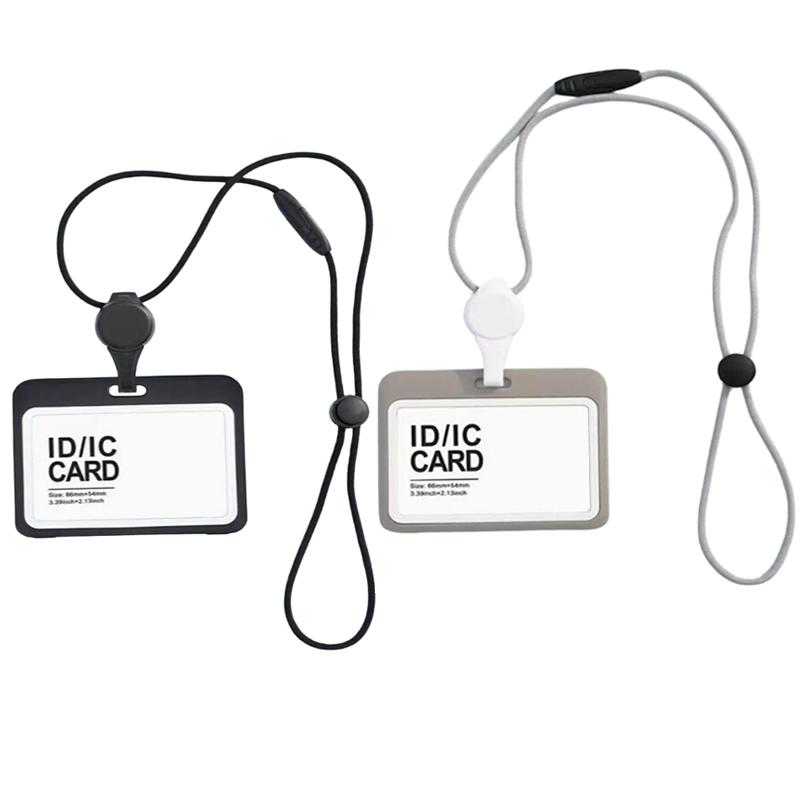 1/2 Stück ID-Zubehör mit Lanyard Ausweishalter Transparent Verstellbar Ausweishalter Tragbarer Kartenhalter